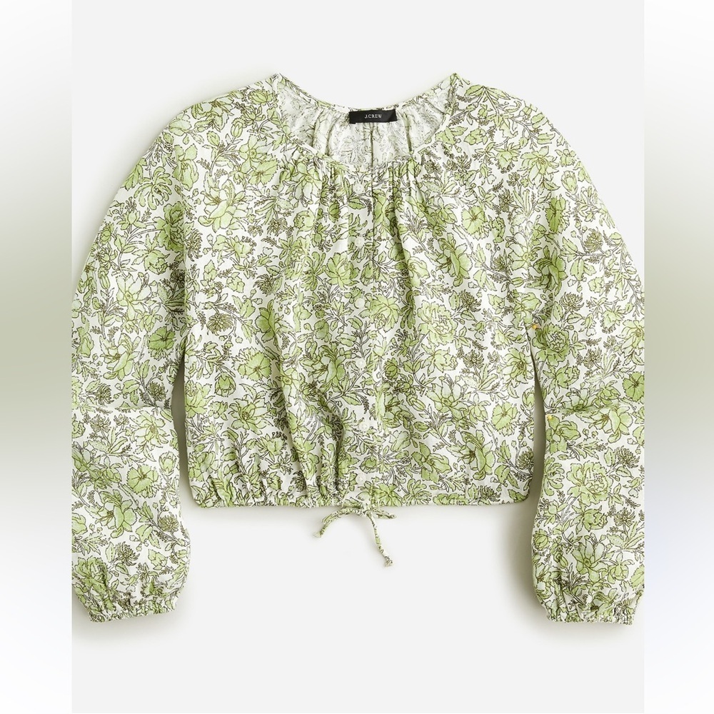 J. Crew Green Floral Blouse